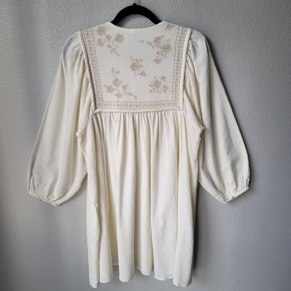 Unsubscribed NWT 3100 Crafty Embroidered Boho Mini Dress Size 2 In Soft Muslin - Picture 7 of 12